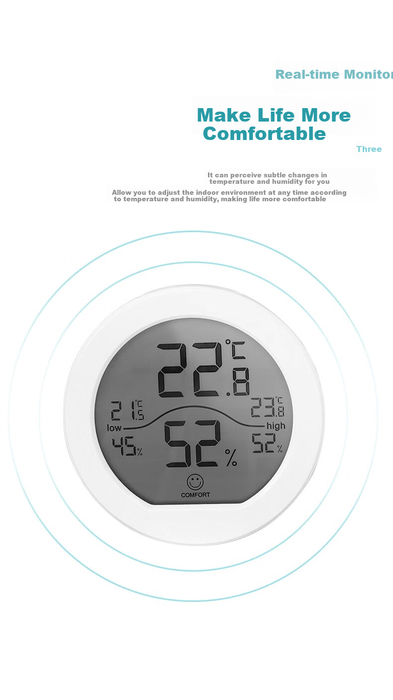 Beihai Electronic Thermometer And Hygrometer for Indoor Home Use, Smart Networked High-Precision Temperature Meter Clock with Remote WiFi And Tuya Recording Functio 2