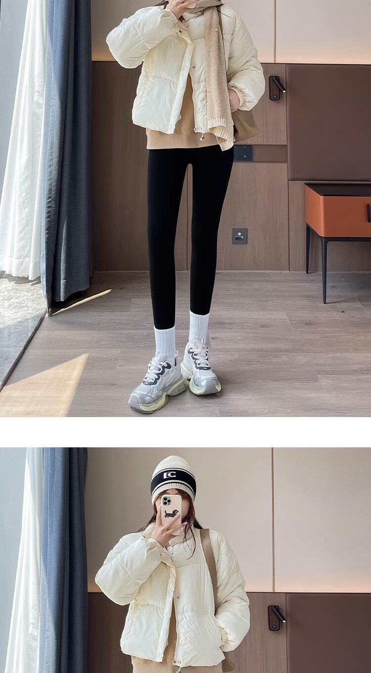 GUJIN Thickened Plain Purple Velvet Thermal Leggings for Women Autumn Winter Cotton Fleece Lined High Waist Warm Pants 12