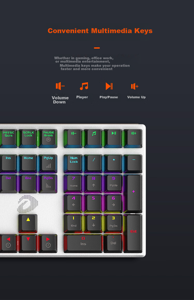 DAREU EK815 Mechanical Alloy Edition Keyboard, Wired Keyboard, Gaming Keyboard, 108 Keys Mixed Backlight, Multi-Key Anti-Ghosting, PUBG Keyboard, Blue Switch 5