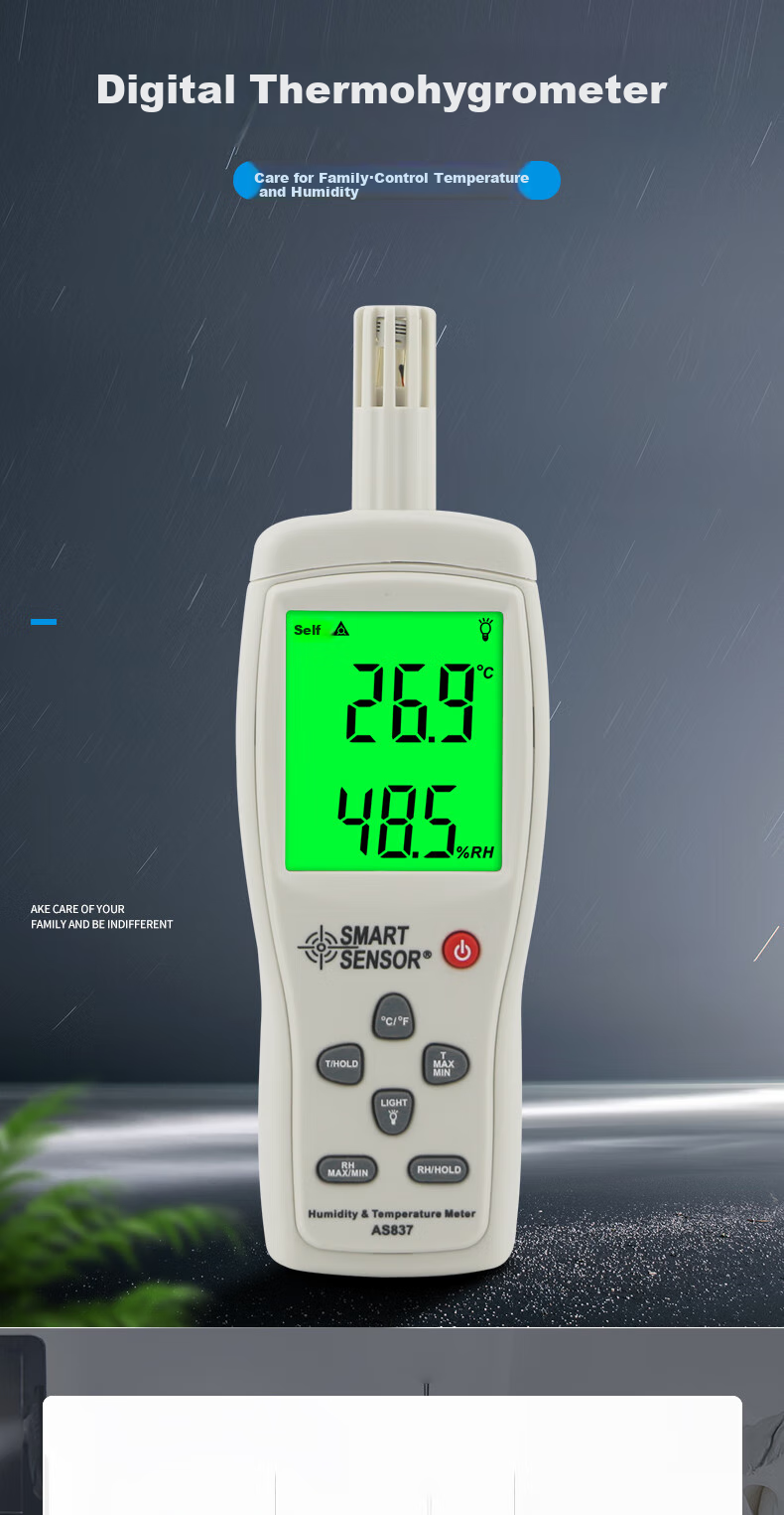 Xima AS837 Temperature And Humidity Meter, High-Precision Integrated Temperature And Humidity Detector, Industrial And Home Use Thermometer And Hygrometer 1