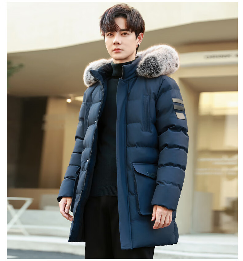 PLAYBOY Cotton Coat, Winter Mid-Length Style, Thickened Warm Padded Jacket, Plus Size Outerwear, Black, 5XL 15