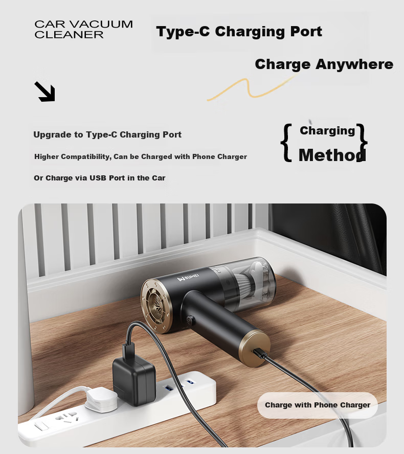Buwei Car Vacuum Cleaner with Strong Suction, Cordless Handheld Vacuum for Car And Home Use, High-Power Compact Portable 21