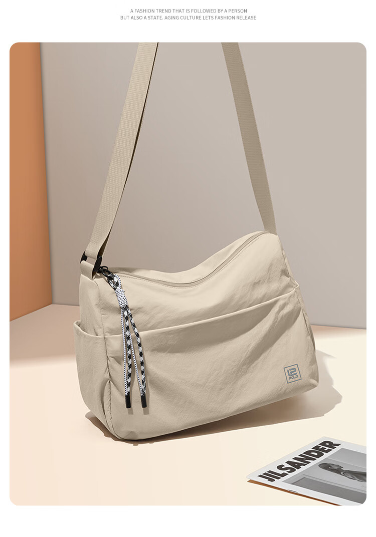 POLO Women's Casual Single Shoulder Crossbody Bag Large Capacity Sports Messenger Bag 12.9-inch iPad Outdoor Phone Bag 27