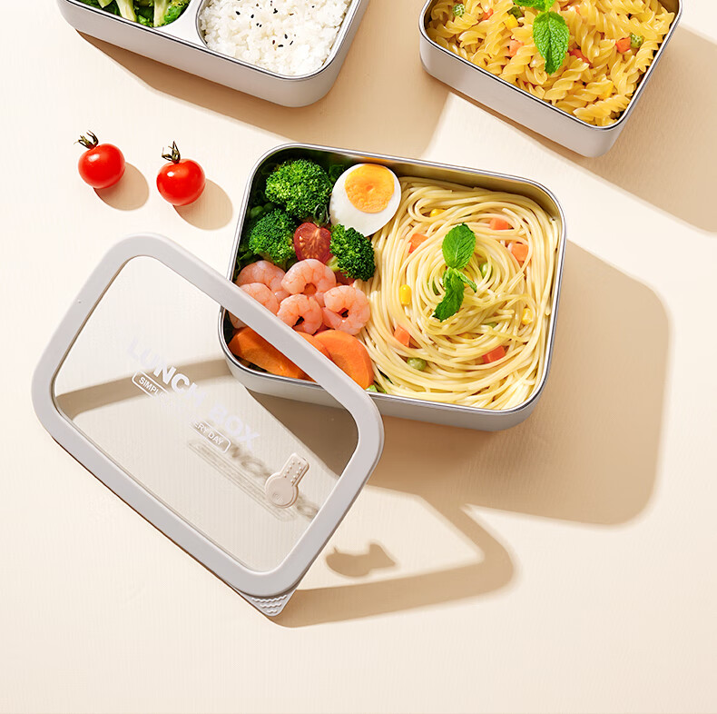 Ymer Stainless Steel Lunch Box Microwaveable Fresh-Keeping Bento Box for Office Workers [Visible Glass Large Double-Compartment] 13