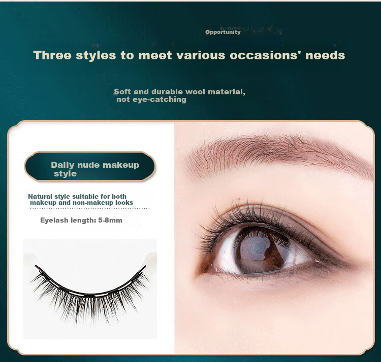 Jianyingshu Magnetic Self-Adhesive False Eyelashes, 3 Pairs Set (Daily Style), No Glue Required, Reusable Magnetic Eyelashes 1