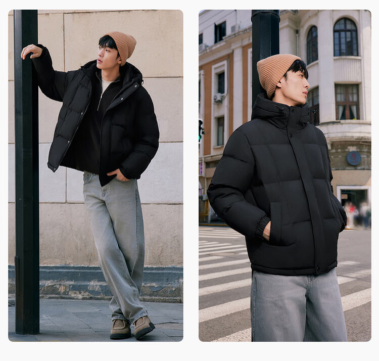 SNOWFLYING 2025 Autumn New Men's Short Hooded Down Jacket Business Casual Fashion Thick Warm Cold-Resistant 8