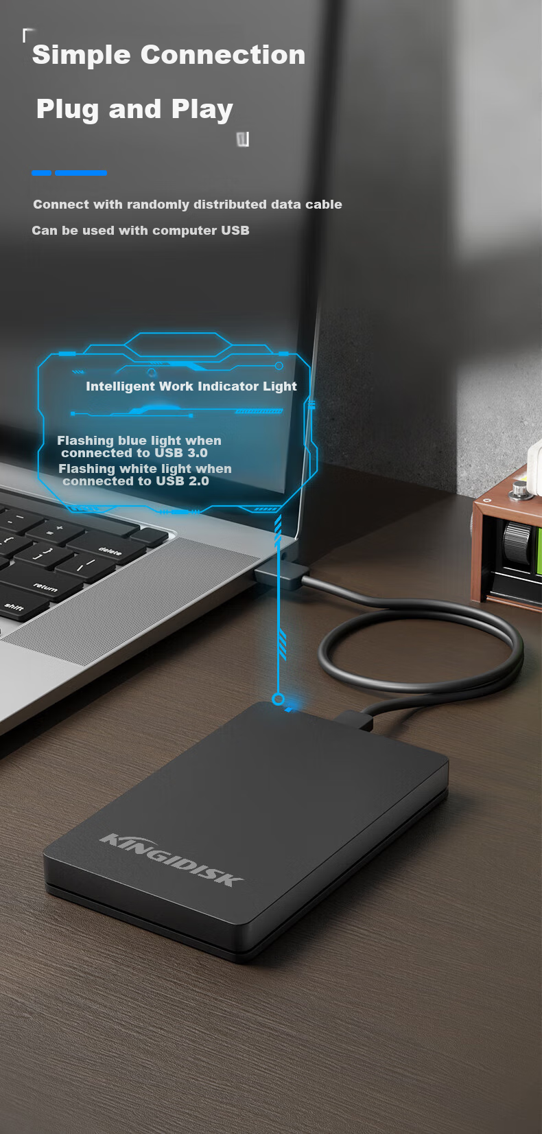 Heijiachong (KINGIDISK) 1TB USB3.0 Portable Hard Drive SLIM Series, 2.5-Inch, China Gold, 9.5mm Metal Slim, Shockproof And Pressure Resistant, SLIM100 4