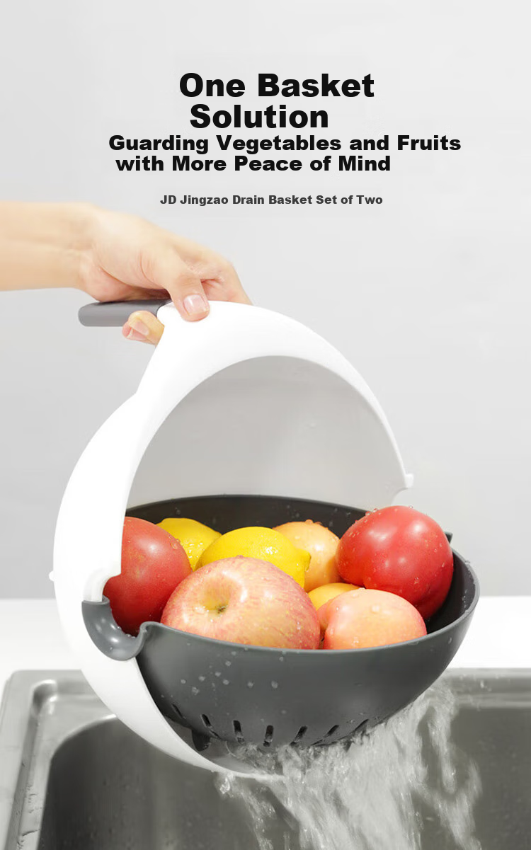 JD Original Colander Set [Double-Layer Filtration], Draining Basket for Washing Fruits And Vegetables, Kitchen Thickened 2-Piece Set 1