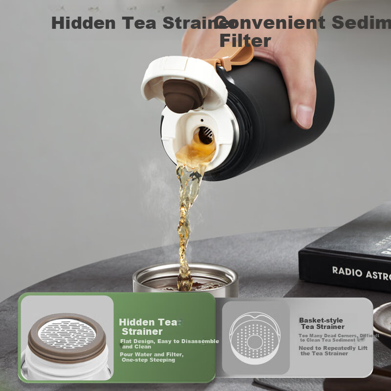 Термос SUPOR Insulated Bottle, 1л, нержавеющая сталь 316L, портативный для путешествий, черный