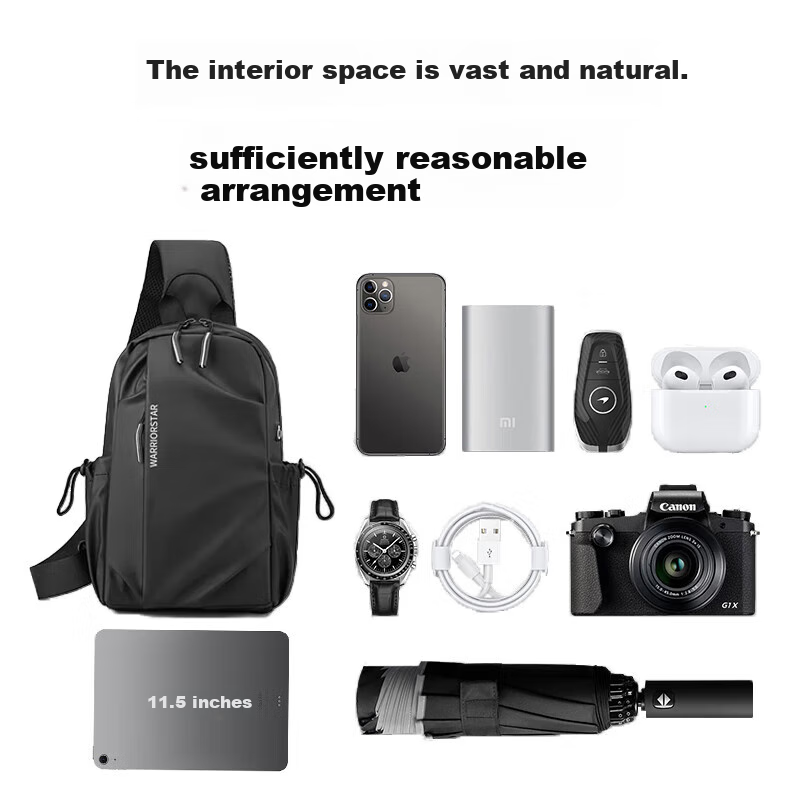 Huili Chest Bag, Men's Shoulder Bag, Large Capacity, Versatile Casual Waist Pack, Sports Commuter Crossbody Bag, New Convenient Sling Bag