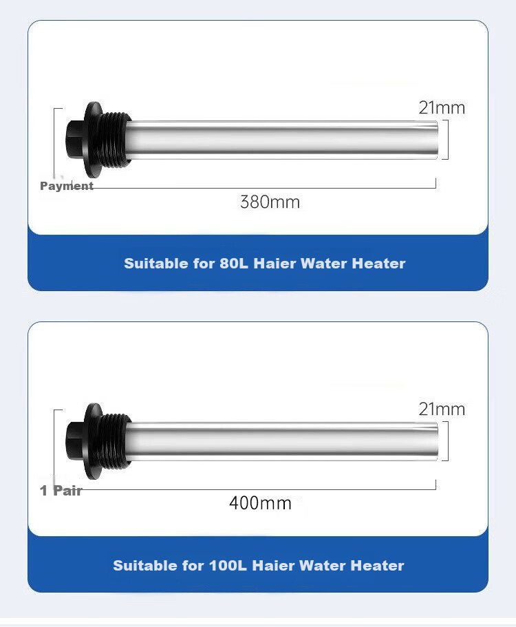 Keruier Compatible Magnesium Rod for Haier Electric Water Heater, Household Hot Water Heater Magnesium Rod 60L Universal Drainage Scale Removal Anode Rod Accessory 350mm Long Hot Water Heater Magnesium Rod 60L 5