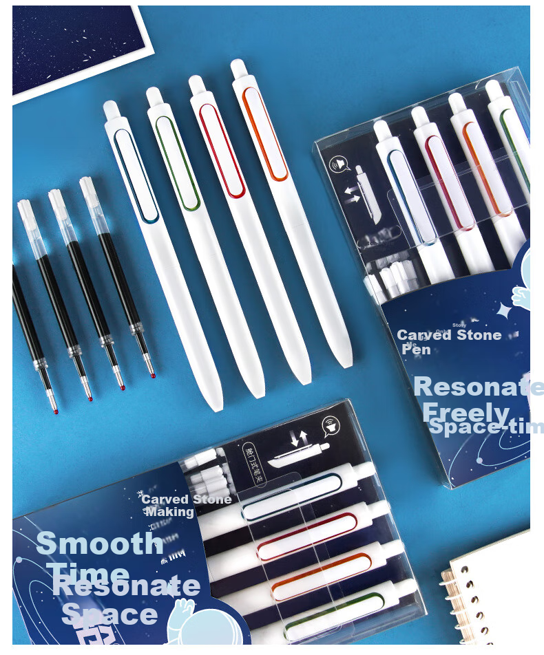 Dianshi Space Station Aurora Dual-Ball Retractable Gel Pen, Quick-Drying Black Ink, 0.5mm, for Students' Homework And Practice, Stylish Design, Back-To Season 0152 [Matte Series], Pack of 3 9