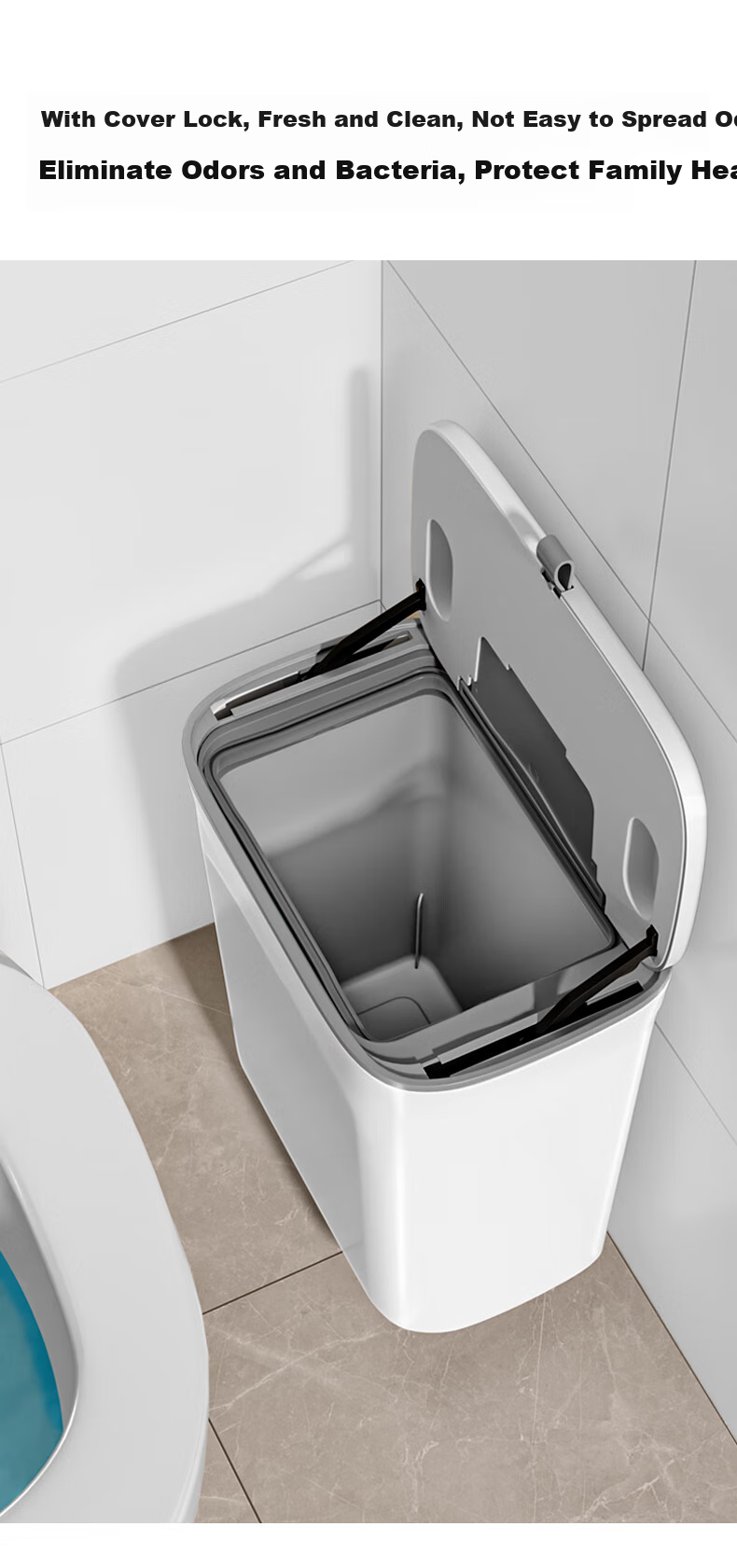 Wuyuehua Kitchen Trash Can, Wall-Mounted, 9L Capacity with Lid, No Bending Required, Suspended Wall-Hanging Garbage Bin for Kitchen, Bathroom And Living Room 3