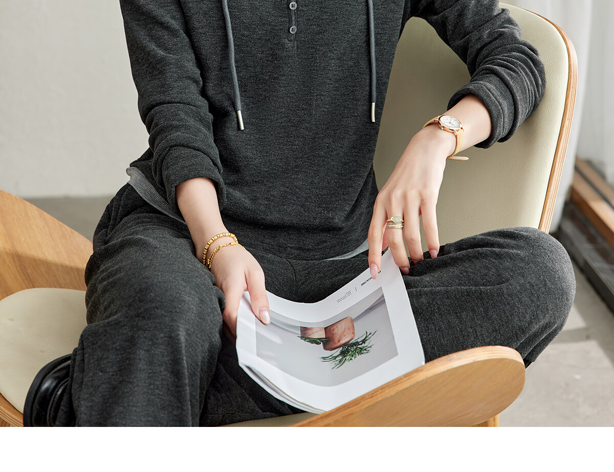 YUZHAOLIN 2025 Spring Casual Set Fake Two-Piece Sports Style Hooded Top with Straight-Leg Pants Set Y51K078 10