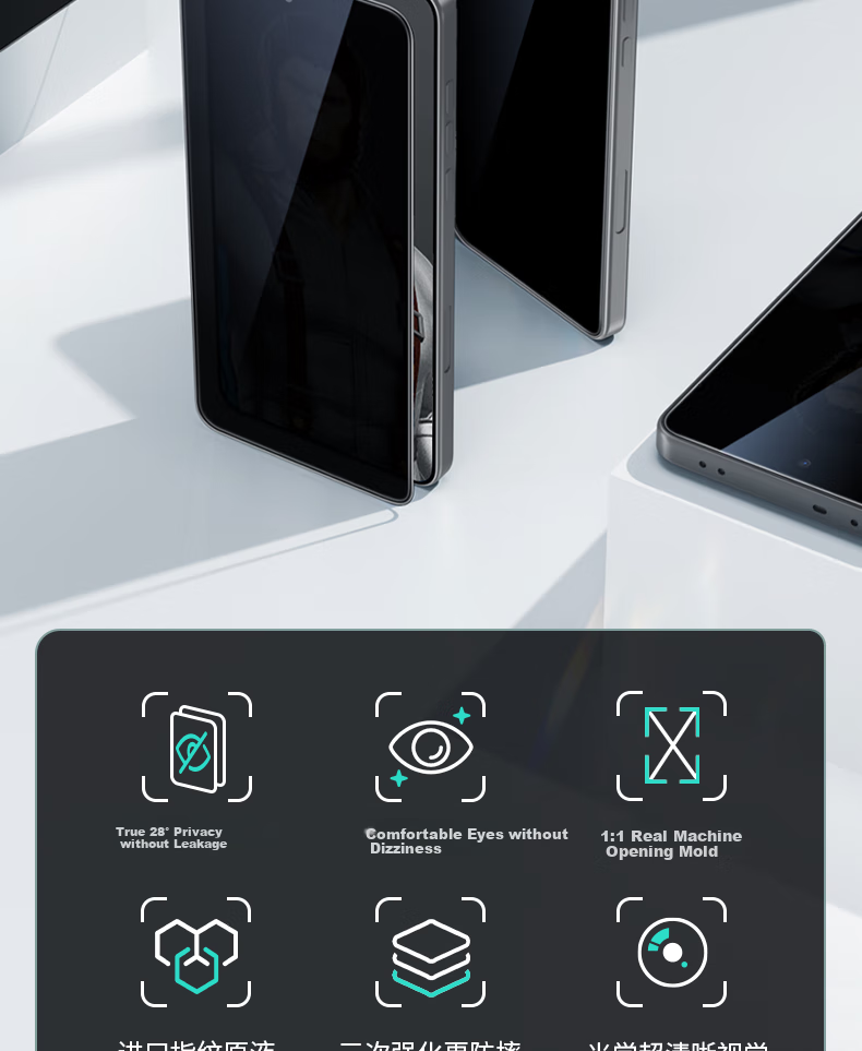 Lanxingxiansheng Tempered Glass Screen Protector for OPPO Find N5, High Definition Clear Anti-Peeping Anti-Drop Phone Protective Film 3