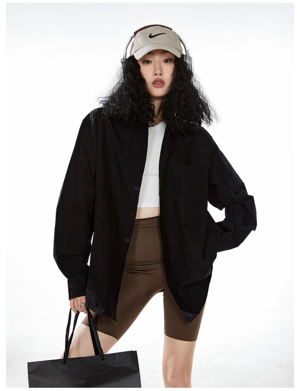ICH MODE American Vintage White Shirt Women Casual Loose Fit Trendy Blouse Jacket Top Lazy Style White M 28