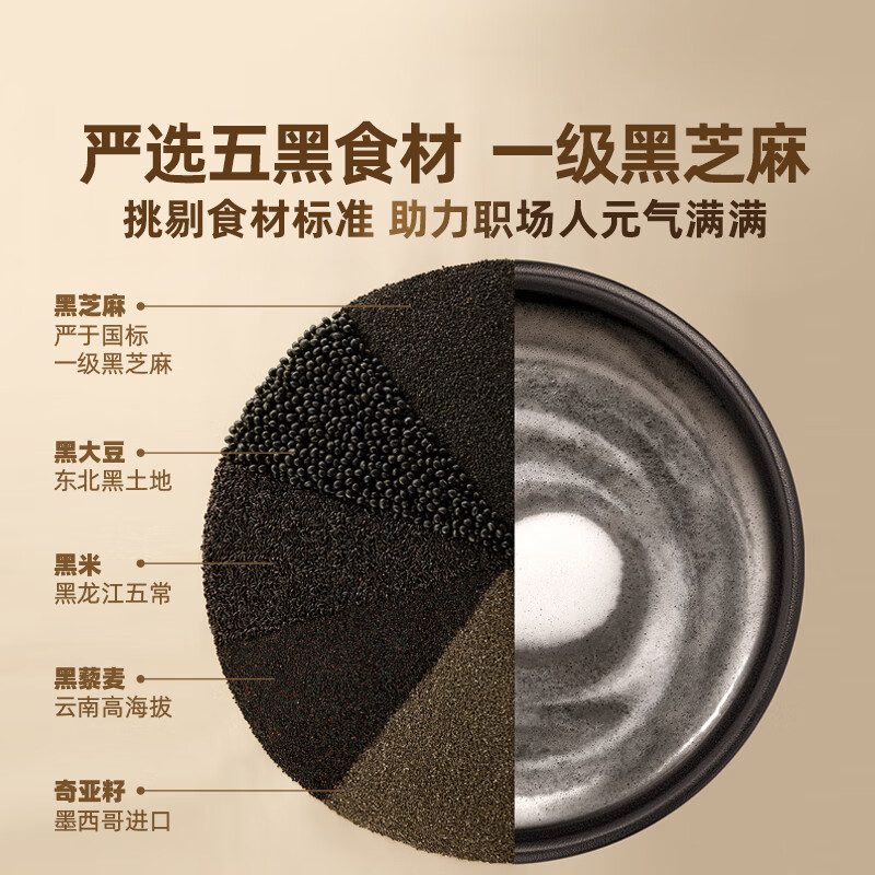 五谷磨房能量小黑条黑芝麻糊核桃芝麻黑豆粉五黑粉早餐代餐粉256g