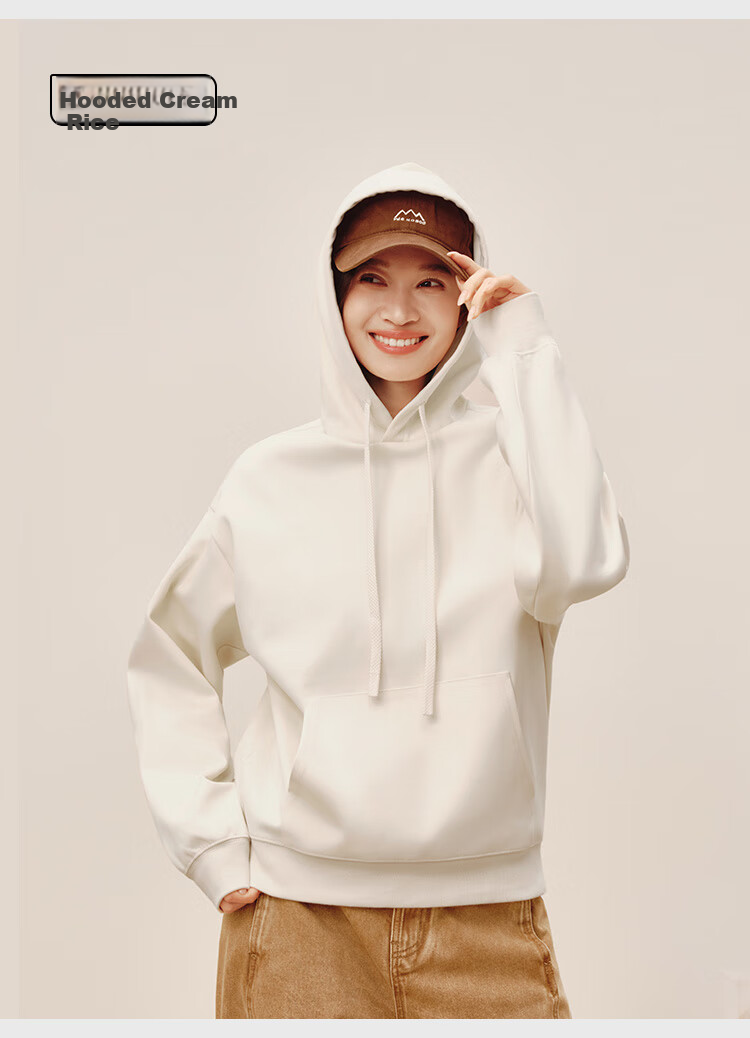 JD Original Women's Sweatshirt, New Winter Style Jacket, Round Neck Solid Color Clothing, Cream White, Size S 22