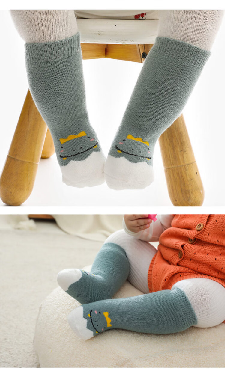 9i9 Baby Socks Spring and Autumn Thickened Terry Mid-Calf Floor Socks Warm Socks 3 Pairs 0-1 Years A172 9