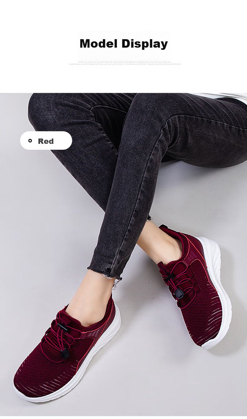 Huili Official Women's Shoes, Elderly Women's Shoes, 2026 Spring New Style Versatile Lightweight Flyknit Women's Shoes, Red, Size 38 8
