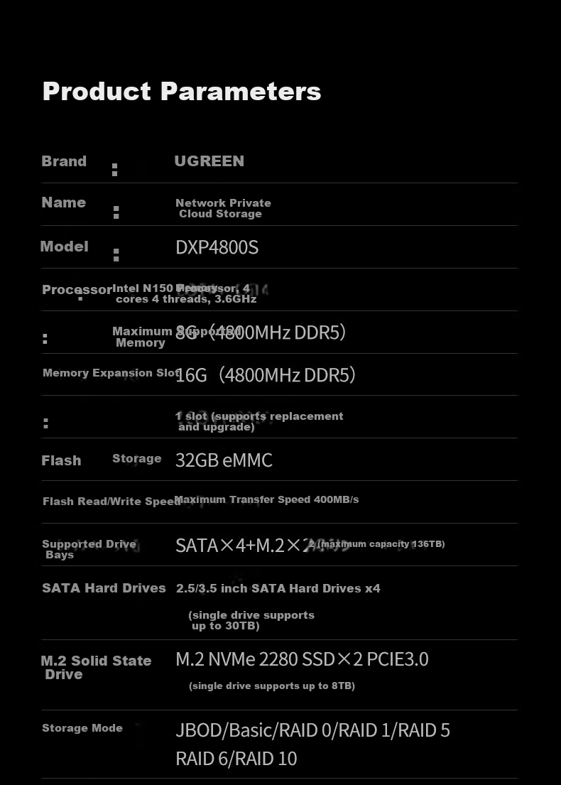 UGREEN Private Cloud DXP4800S 8GB Version Four-Bay NAS Network Storage Personal Cloud Hard Drive AI Home Server, Compatible with Mobile Phones And Tablets, Suitable for IPhone 17 25