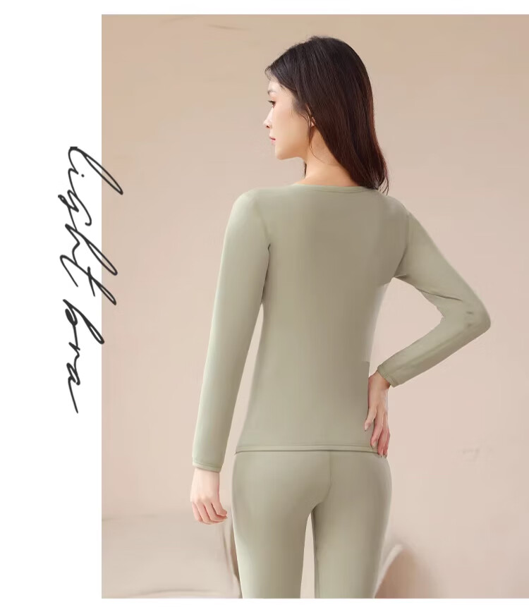 Langsha Youth Thermal Underwear Women Fleece Thickened Winter 10A Antibacterial Heating Lambswool Autumn Shirt and Pants Set 20