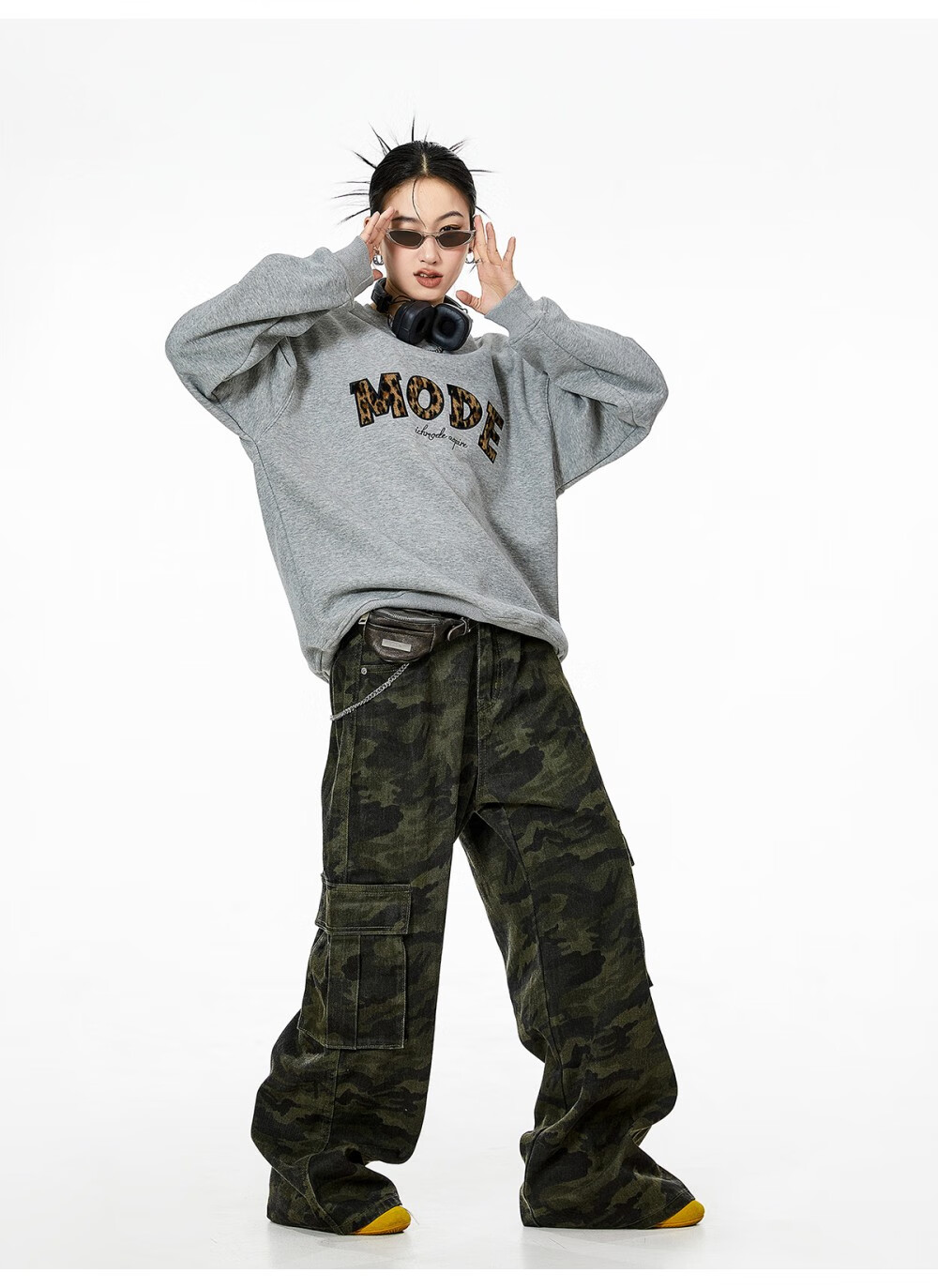 ICH MODE American Style Gray Crewneck Sweatshirt Women 2026 Spring New Loose Casual Jacket Top Light Gray S 6