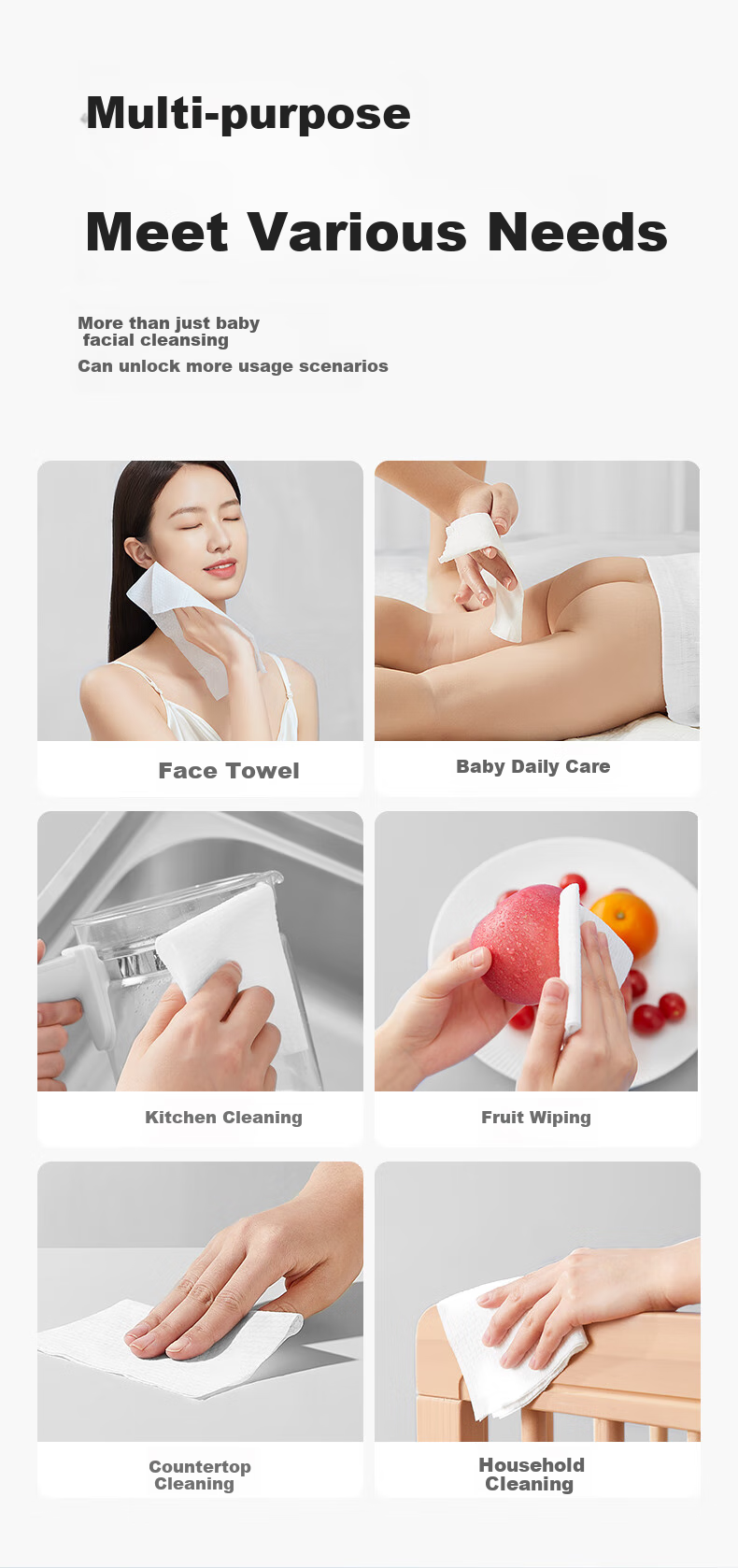 Shiyuejiejing Baby Soft Wipes, 80 Sheets * 6 Packs, Disposable Face Towels, 70g Thickened And Enlarged, for Both Dry And Wet Use 6