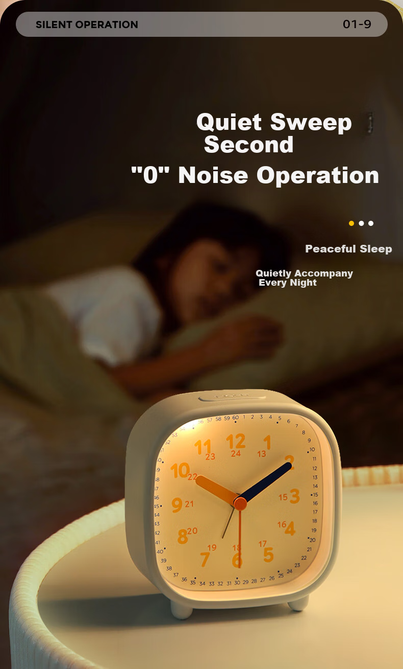 Mashi [Soft Night Light] Alarm Clock for Children And Students, Creative Hourglass-Shaped Clock, Simple Square Design with Hands, Luminous, Lazy Person's Night Light, Desktop Bedside Clock C301-5 Panda Gift 4