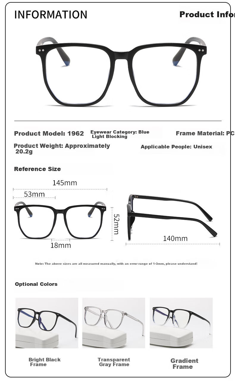Baixiaoshe Blue Light Blocking Glasses-1962 [Black Frame], Retro Frame Anti-Radiation Unisex Non-Prescription Glasses 2