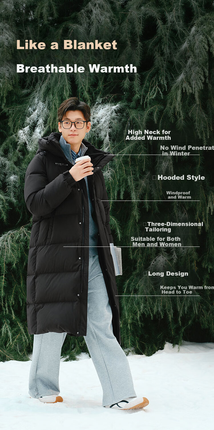 JD Original High-Fill Power down Classic 90% Down Jacket for Men And Women, Long Style, Warm Autumn Winter Thick Coat, Pure Gray, XL 5
