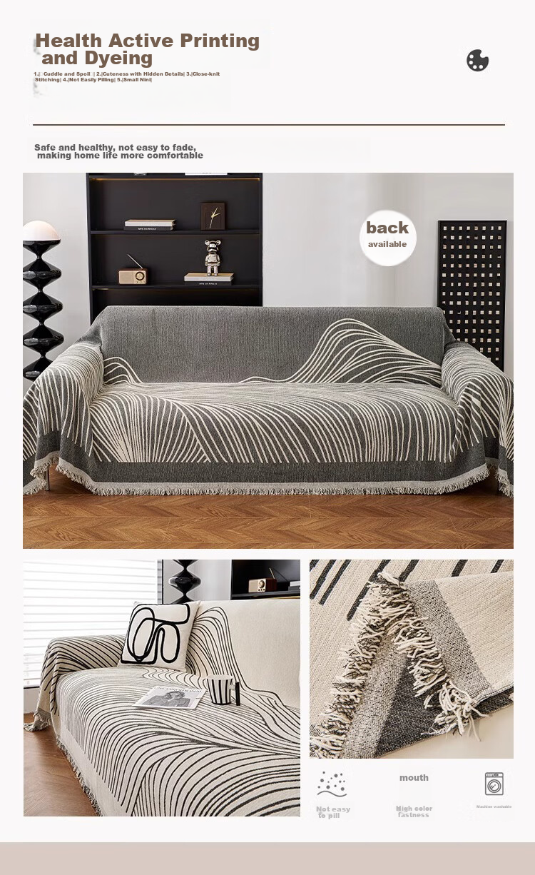 AVIVI Sofa Cover, Full Coverage for All Seasons, Autumn And Winter, Non-Slip Sofa Slipcover, Protective Pad, Cover Cloth, 180*420 Cm, Dotted Patter 6