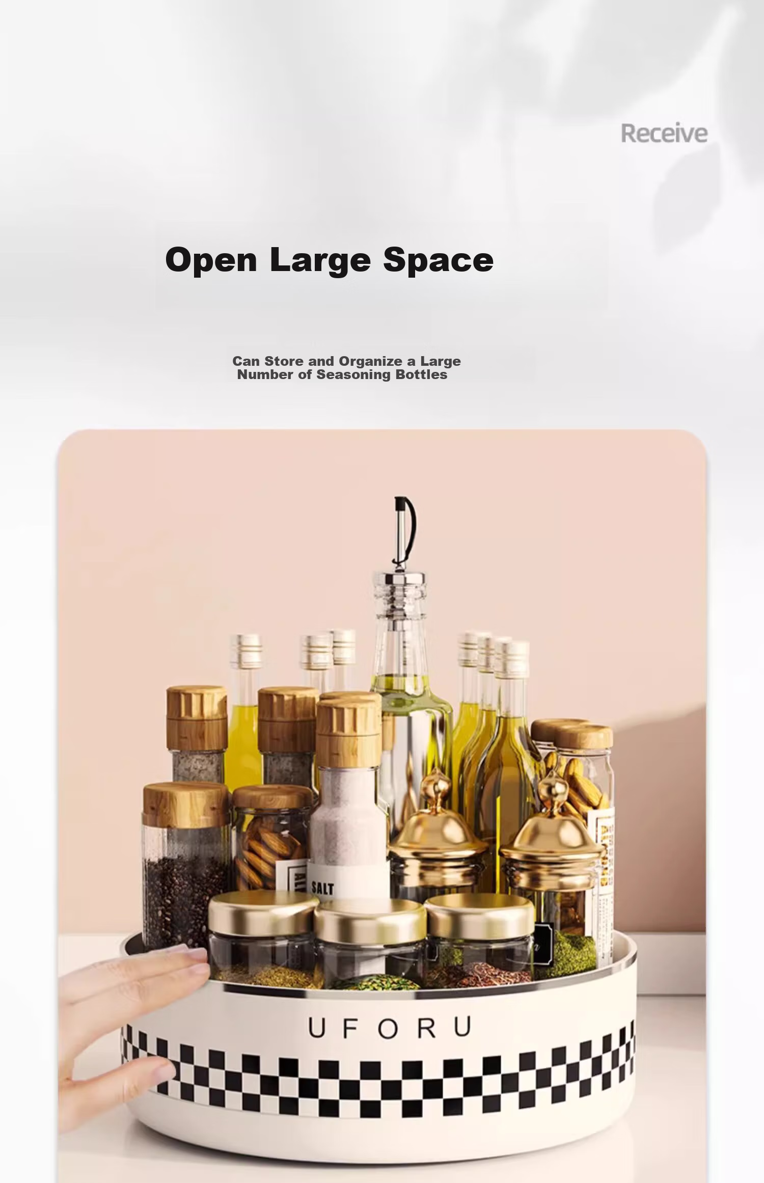 Jiadu Rotating Condiment Storage Rack, Countertop Multifunctional Oil, Salt, Sauce And Vinegar Seasoning Organizer Box 10