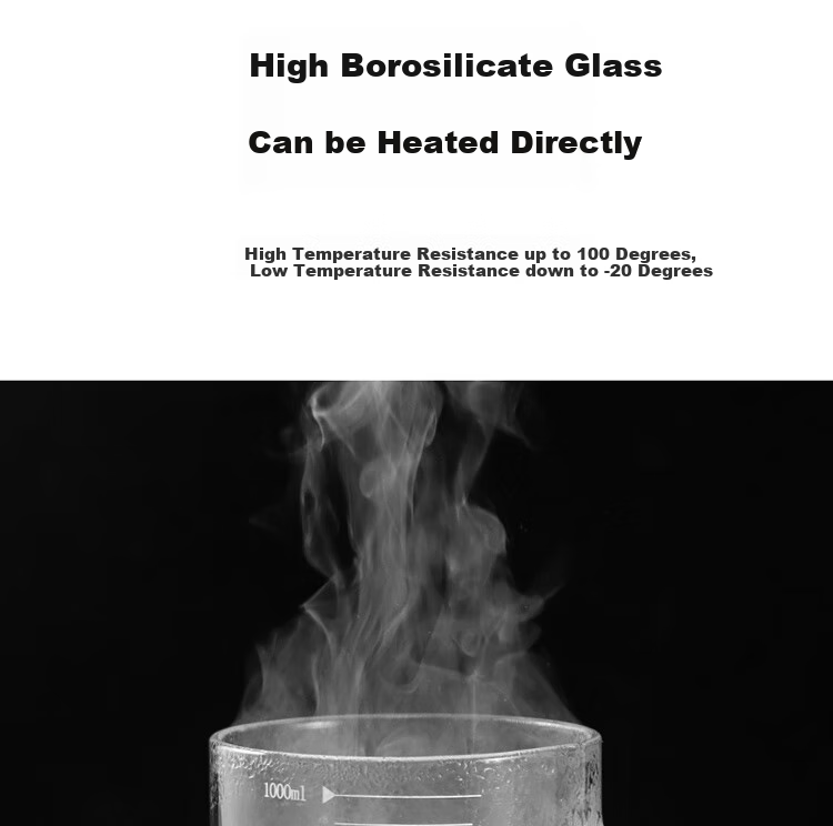 BJ High Borosilicate Glass Cup with Scale Measuring Cup Large Capacity Room Tea Cup Heat-Resistant Children's Water Cup 1000ml 5
