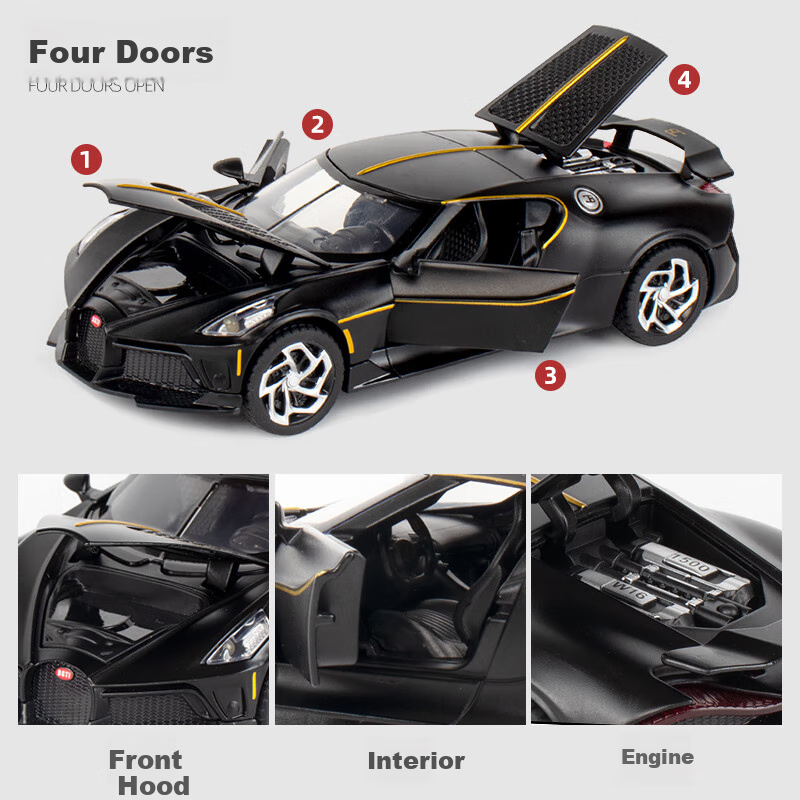 Black Mamba 1:43 Pagani Alloy Car Simulation Model Pull Back Large Toy Gift for Boys and Girls Children 6