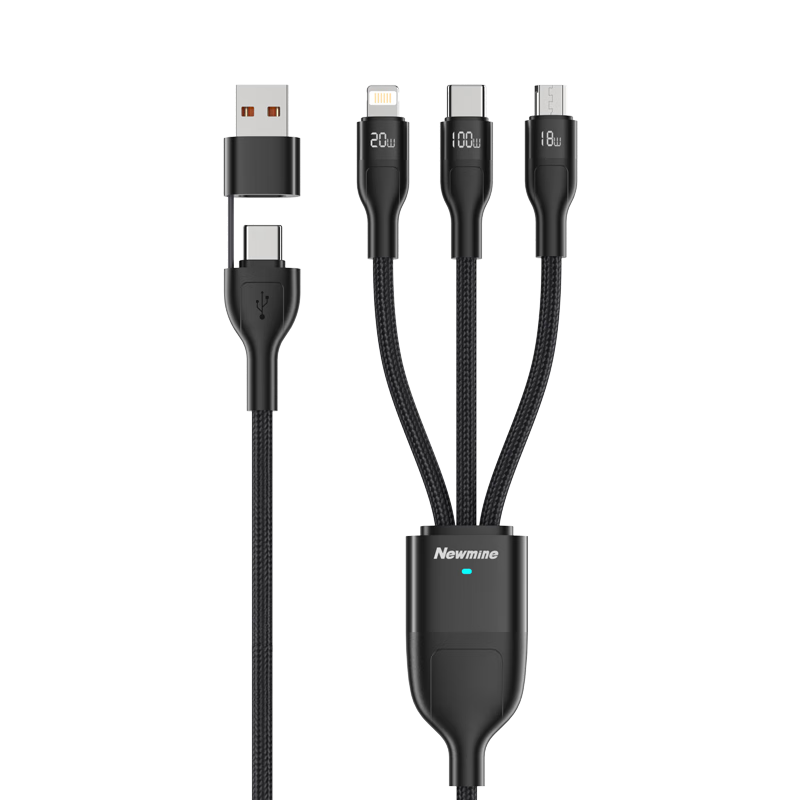 Newmine Three-In 100W Two-To Charging Cable, 1.5 Meters, Compatible with Tablets, Huawei Laptops, Car Chargers, Suitable for Apple IPhone 17/16/14, Xiaomi And Others