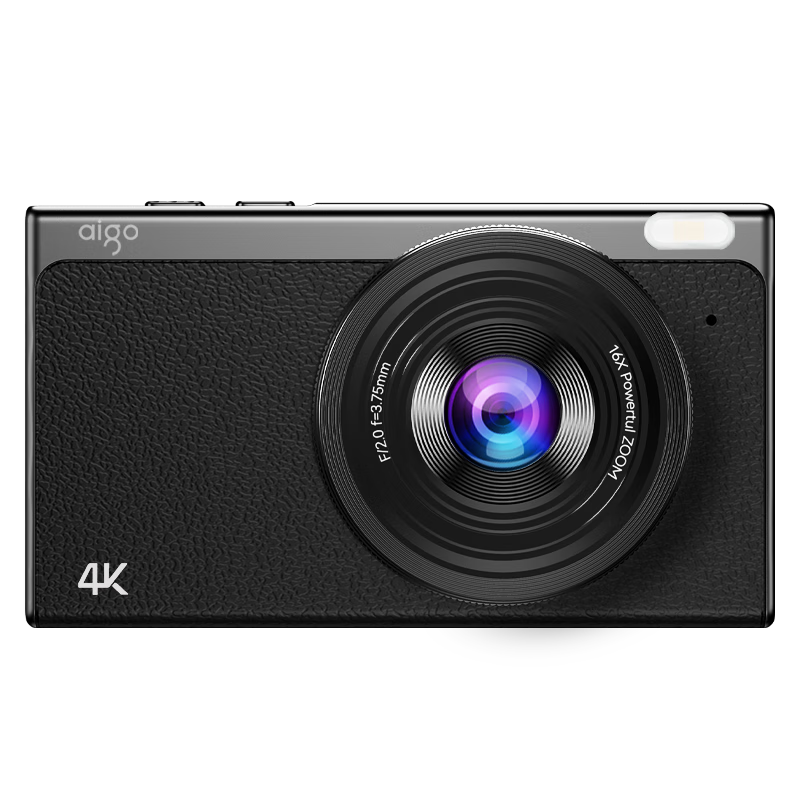 Aigo Patriot D1 Student Digital Camera Birthday Gift for Girls Entry-Level HD Travel Campus Compact Retro CCD Dual Camera Black 32GB