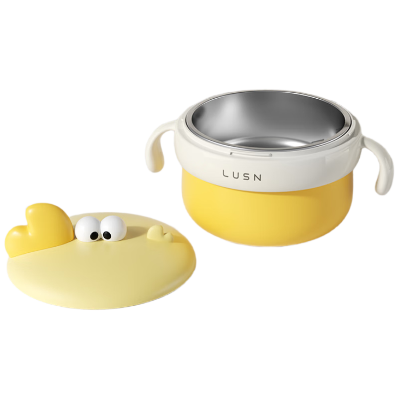 LUSN Stainless Steel Baby Feeding Bowl Anti-Drop Temperature-Controlled Children's Tableware Insulated Water-Filled Lunch Box