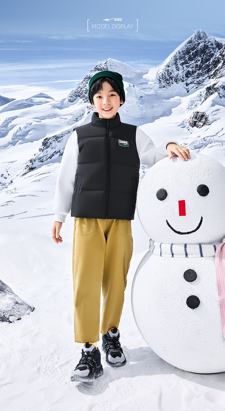ERKE Kids Unisex Children's Winter Warm Sleeveless Waterproof Breathable Vest Jacket Black 170 8
