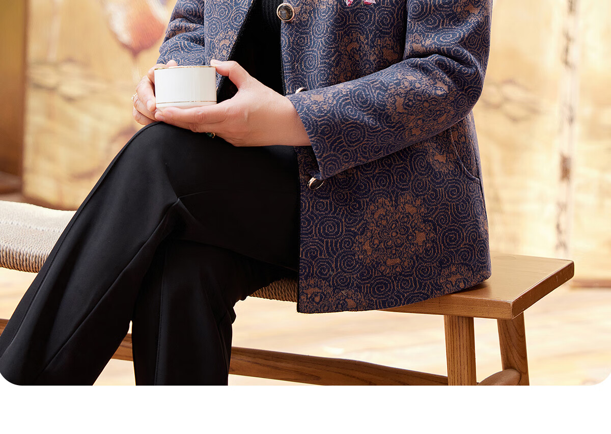 YUZHAOLIN Middle-aged and Elderly Women's Spring and Autumn Woolen Coat Grandma Style Mom Jacket Elderly Clothing Y53D022 14