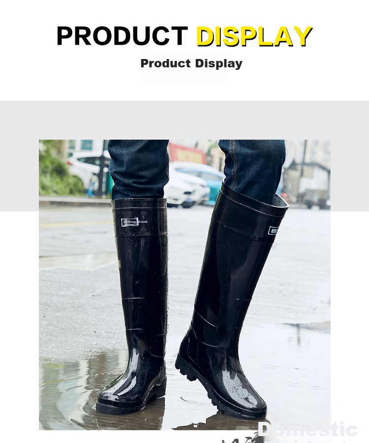 Huili Men's High-Top Outdoor Work Rain Boots, Non-Slip Rubber Shoes, Water Shoes, Durable Rain Boots HXL8199 Black Size 39 4