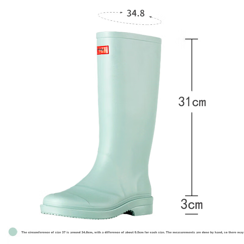 Huili Women's Fashion Waterproof Non-Slip Rain Boots High-Top Wear-Resistant Rubber Shoes Rain Boots 33-1 Green 37