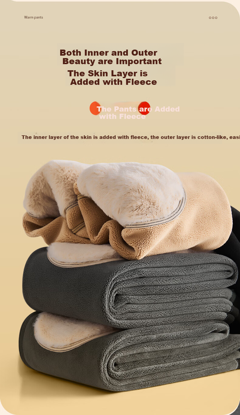 Hengyuanxiang [Winter Bestseller] Thermal Underwear for Men And Women, Wool-Lined Fleece-Lined Thickened Knee And Waist Protection Winter Cold-Resistant Base Layer Cotton Pants 10