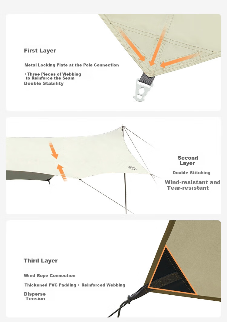 JD Original Butterfly-Shaped Silver-Coated 22-Square Outdoor Camping Hexagonal Canopy Tent, Sunshade, Picnic, Sun Protection, Rainproof Awning for 6-10 People 7