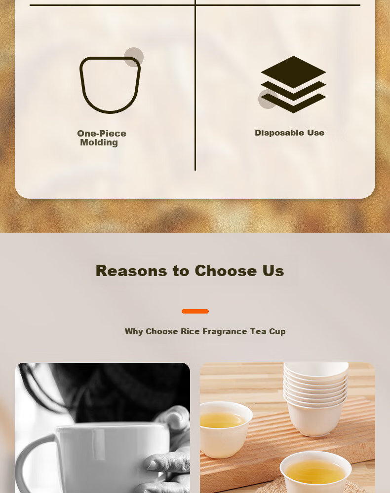 BJ Disposable Tea Cups, Kung Fu Tea 60ml Biodegradable Rice Husk Cups, High-Quality Heat-Resistant Tea Cups for Sipping, 100 Pieces + Cup Holder 4