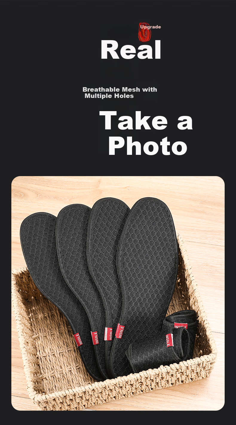 Bangnishi Jia 6 Pairs of Bamboo Charcoal Insoles, Odor-Resistant, Breathable, Sweat-Absorbing, Deodorizing, Fresh-Scented, for Men And Women, Suitable for Sports Leather Shoes in Summer 8