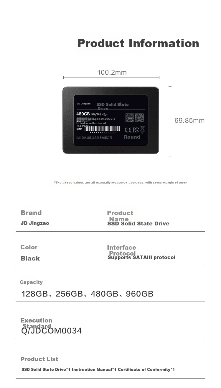 JD Original 3 Series 960GB SATA3.0 Interface SSD Solid State Drive for Desktop And Laptop Computer Upgrades And Expansio 9