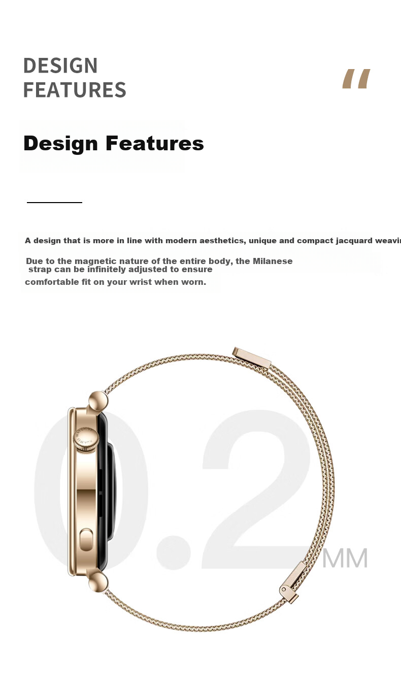 Mashi Compatible with Huawei Watch Bands for Watch5/4/3/GT7/GT6/5/gt4/Pro/Honor Magic2/OPPO X Milanese Magnetic Waterproof Sports Wristband 5