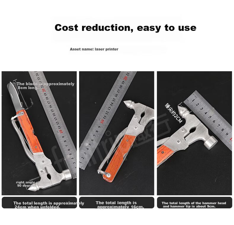 Quxing Car Safety Hammer, Metal Multi-Functional 16-In Household And Vehicle Dual-Use Life-Saving Hammer Tool Set, Steel Window Breaker 6