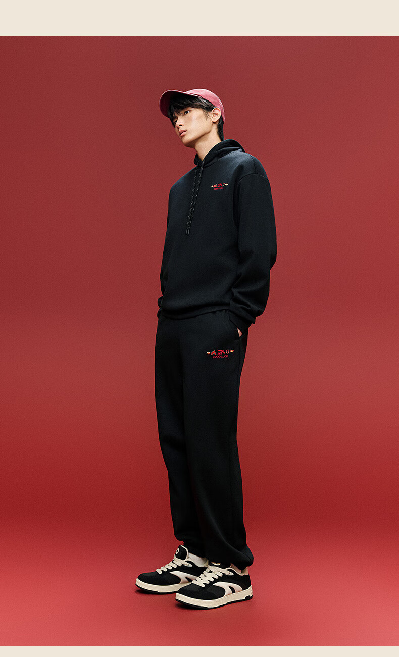 ANTA Good Things Happen New Year Fleece-Lined Casual Sweatpants Unisex Loose Fit Knit Jogger Pants 2